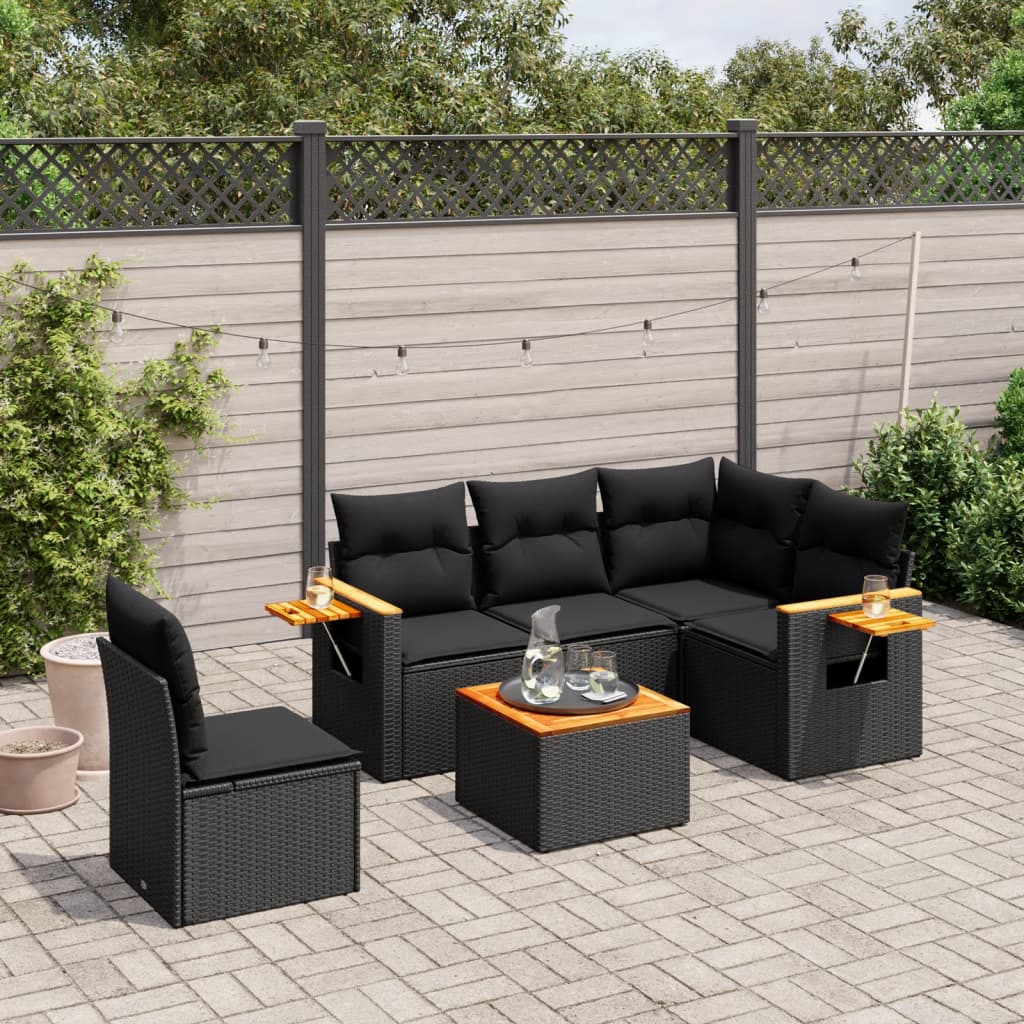 12-Delige Loungeset Met Kussens Poly Rattan Zwart Wit