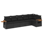 6-Delige Loungeset Met Kussens Poly Rattan Zwart