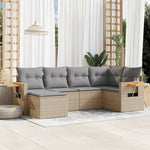 6-Delige Loungeset Met Kussens Poly Rattan Beige