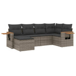 6-Delige Loungeset Met Kussens Poly Rattan Grijs