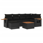 7-Delige Loungeset Met Kussens Poly Rattan Zwart