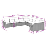 10-Delige Loungeset Met Kussens Poly Rattan Zwart
