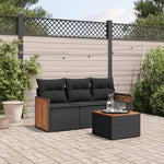3-Delige Loungeset Met Kussens Poly Rattan