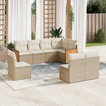 8-Delige Loungeset Met Kussens Poly Rattan Beige