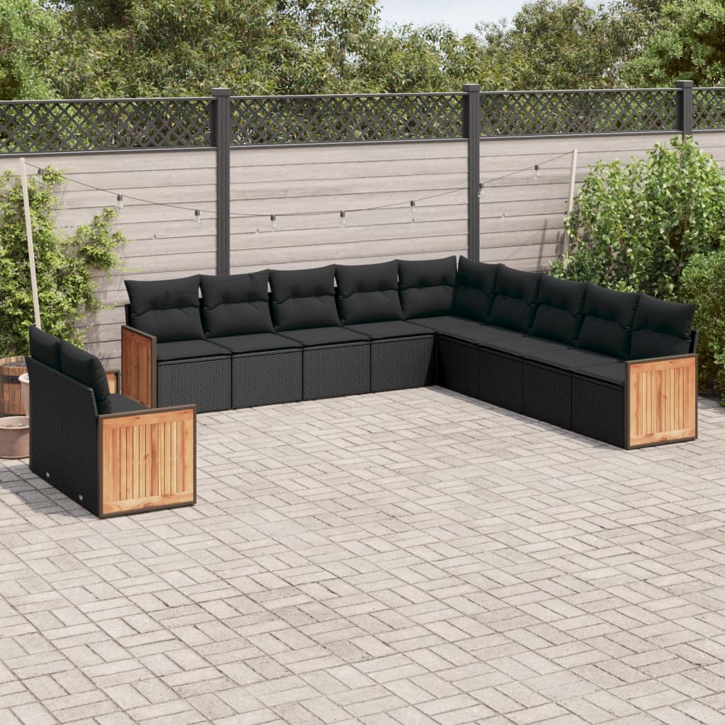 -Delige Loungeset Met Kussens Poly Rattan