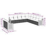 11-Delige Loungeset Met Kussens Poly Rattan Grijs