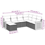 7-Delige Loungeset Met Kussens Poly Rattan Zwart