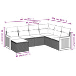 7-Delige Loungeset Met Kussens Poly Rattan Grijs