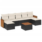 8-Delige Loungeset Met Kussens Poly Rattan Zwart