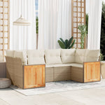6-Delige Loungeset Met Kussens Poly Rattan Beige