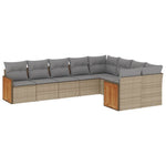 9-Delige Loungeset Met Kussens Poly Rattan Beige