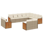 12-Delige Loungeset Met Kussens Poly Rattan Beige