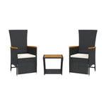 3-Delige Tuinset Met Kussens Poly Rattan Zwart