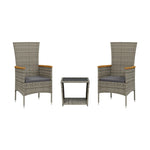 3-Delige Tuinset Met Kussens Poly Rattan Grijs
