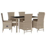 7-Delige Tuinset Met Kussens Poly Rattan Beige