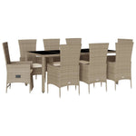 9-Delige Tuinset Met Kussens Poly Rattan Beige