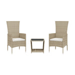 3-Delige Tuinset Met Kussens Poly Rattan Beige