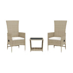 3-Delige Tuinset Met Kussens Poly Rattan Beige