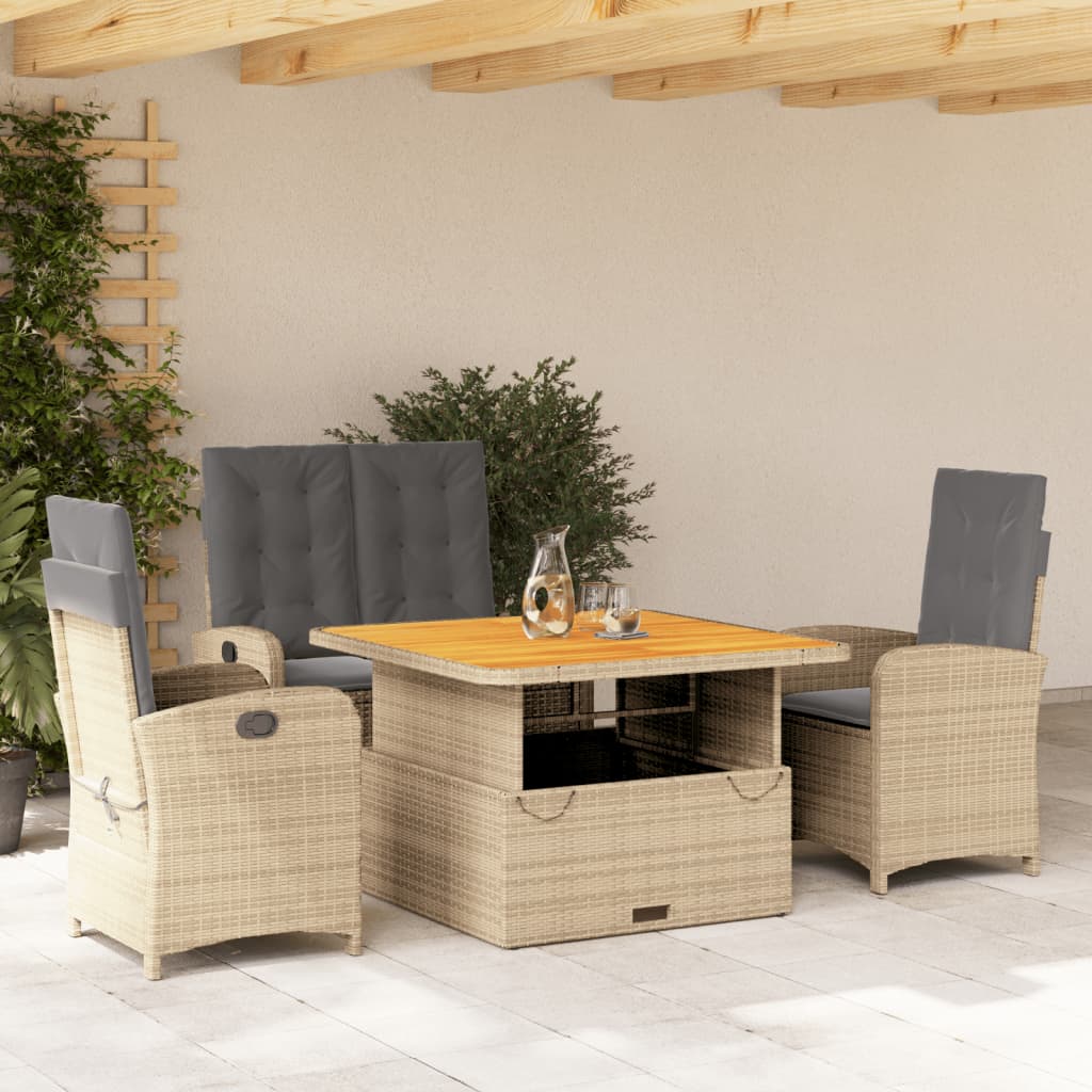 Tuinset Met Kussens Poly Rattan Beige