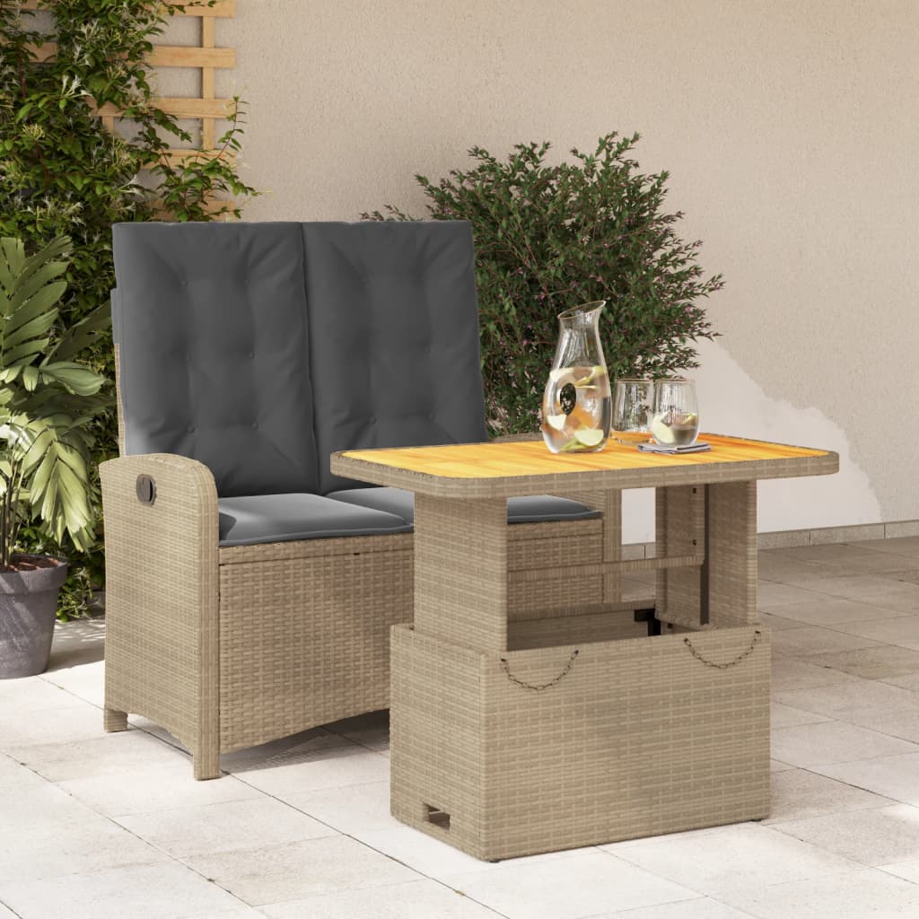 Tuinset Met Kussens Poly Rattan Beige