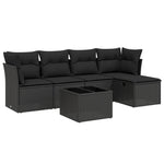 6-Delige Loungeset Met Kussens Poly Rattan Zwart