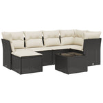 7-Delige Loungeset Met Kussens Poly Rattan Zwart