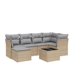 7-Delige Loungeset Met Kussens Poly Rattan Gemengd Beige