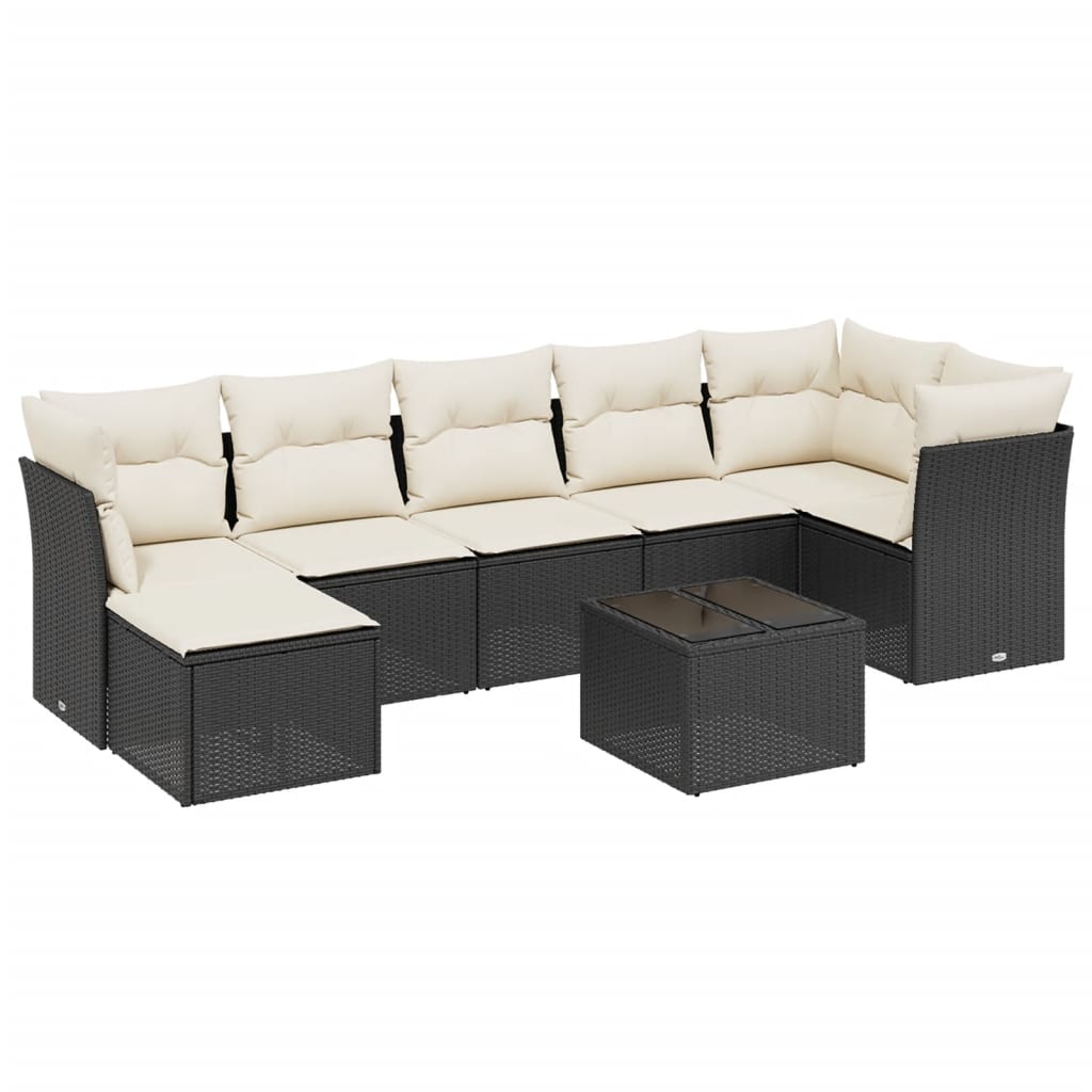 8-Delige Loungeset Met Kussens Poly Rattan Zwart