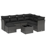 8-Delige Loungeset Met Kussens Poly Rattan Zwart