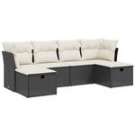 6-Delige Loungeset Met Kussens Poly Rattan Zwart