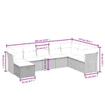 8-Delige Loungeset Met Kussens Poly Rattan Gemengd Beige