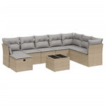 9-Delige Loungeset Met Kussens Poly Rattan Gemengd Beige