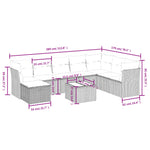 9-Delige Loungeset Met Kussens Poly Rattan Gemengd Beige