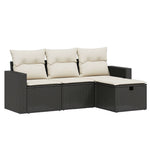 4-Delige Loungeset Met Kussens Poly Rattan Zwart