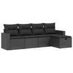 5-Delige Loungeset Met Kussens Poly Rattan Zwart