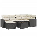 7-Delige Loungeset Met Kussens Poly Rattan Zwart