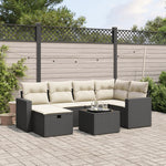 7-Delige Loungeset Met Kussens Poly Rattan Zwart