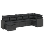 7-Delige Loungeset Met Kussens Poly Rattan Zwart