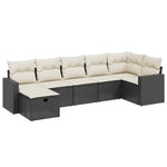 7-Delige Loungeset Met Kussens Poly Rattan Zwart