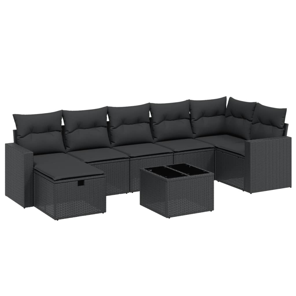 8-Delige Loungeset Met Kussens Poly Rattan Zwart