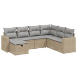 7-Delige Loungeset Met Kussens Poly Rattan Gemengd Beige