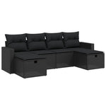 6-Delige Loungeset Met Kussens Poly Rattan Zwart
