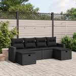6-Delige Loungeset Met Kussens Poly Rattan Zwart