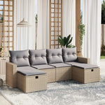 6-Delige Loungeset Met Kussens Poly Rattan Gemengd Beige