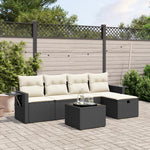 6-Delige Loungeset Met Kussens Poly Rattan Zwart