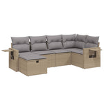 6-Delige Loungeset Met Kussens Poly Rattan Gemengd Beige