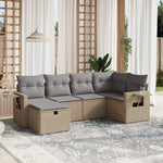 6-Delige Loungeset Met Kussens Poly Rattan Gemengd Beige