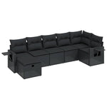 7-Delige Loungeset Met Kussens Poly Rattan Zwart