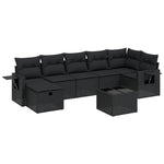 8-Delige Loungeset Met Kussens Poly Rattan Zwart