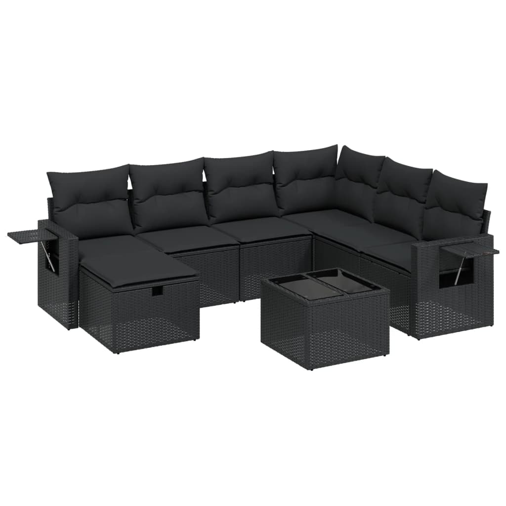 8-Delige Loungeset Met Kussens Poly Rattan Zwart